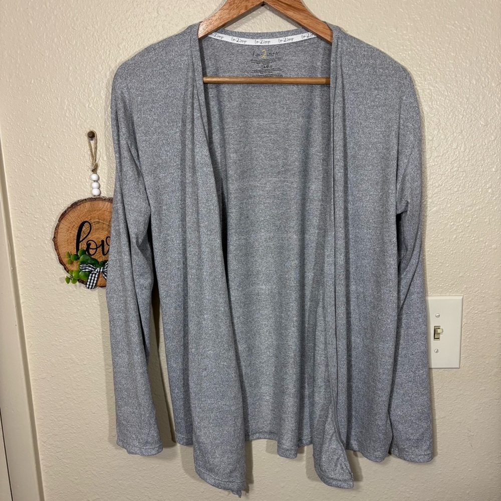 Live 2 Lounge Light Gray Soft Cozy Cardigan Size L